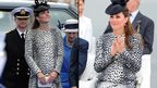 Kate Middleton makes her last solo appearance before the birth of her child next month. (Getty)