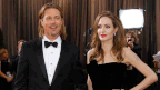 Angelina Jolie, right, with partner Brad Pitt. (AAP)