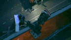 A man is in hospital after falling from the cabin of his truck to the road below following a collision in Melbourne this morning.