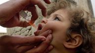 A child is given a vaccination.