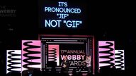 Wilhite accepting his Webby Award. 