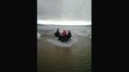 The US tourists sit stranded on an iceberg in Iceland.