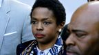 Lauryn Hill leaves court in Newark, NJ, on Monday. (AAP)
