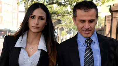 Simon Gittany arrives at the Supreme Court with his girlfriend Rachelle Louise. (AAP)