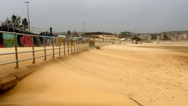 Sand encroaching on Bondi's promenade after an overnight battering. (Instagram - Mark Yeats)