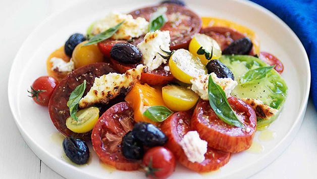 March: heirloom tomato salad with baked ricotta and olives - 9Kitchen