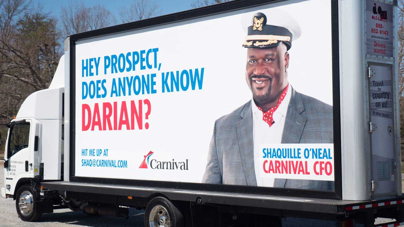 One of the billboards designed to track down Darian Lipscomb. (Carnival Cruise)