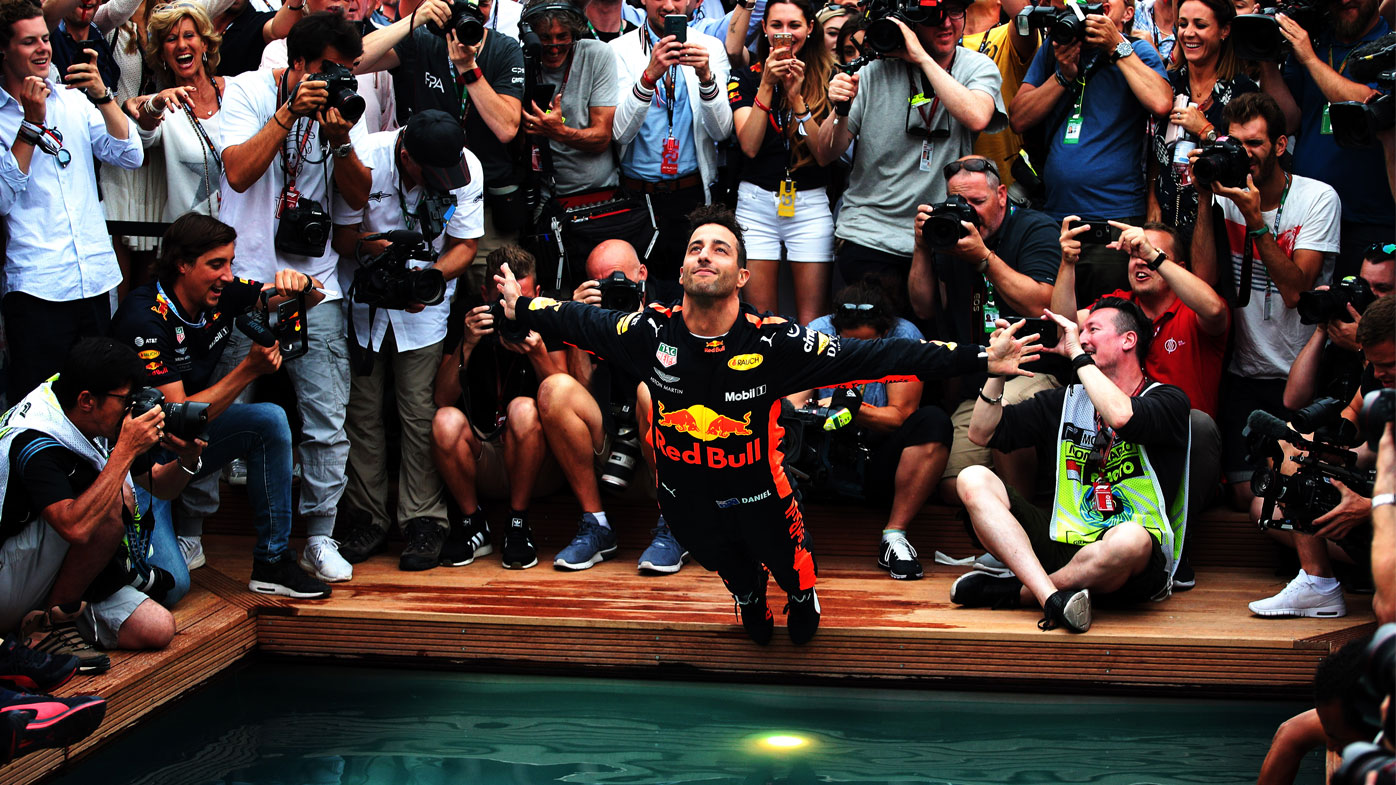 Monaco GP: Daniel Ricciardo celebrates Formula 1 win with shoey and ...
