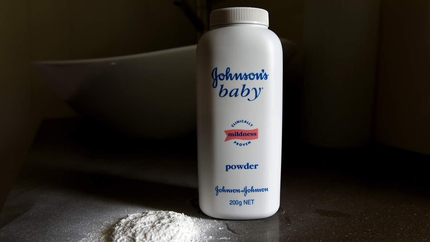Johnson & Johnson Baby Powder is pictured in Brisbane, Thursday, Feb. 25, 2016. A court in the US has ordered talcum-powder-makers Johnson & Johnson to pay $72 million to the family of an ovarian-cancer victim. (AAP Image/Dan Peled)