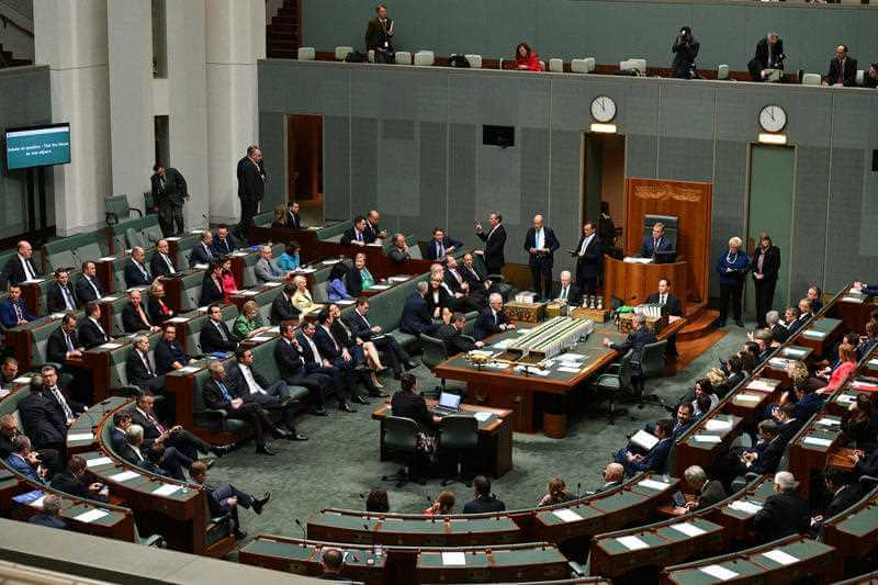 Photo of parliament during the 2018 leadership spill to take Malcolm Turnbull's position