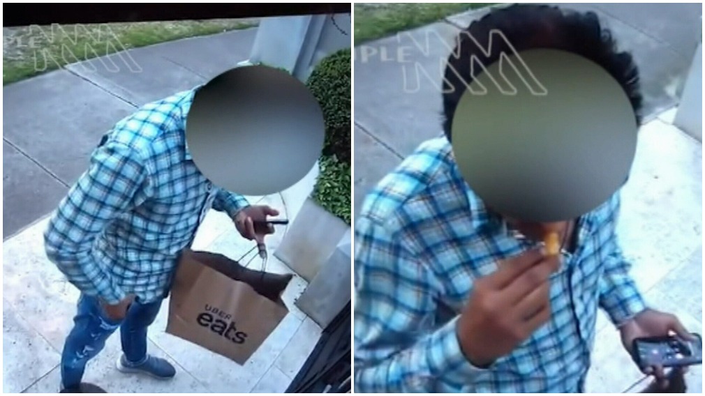 Uber Eats driver caught pinching hot chip during Melbourne delivery