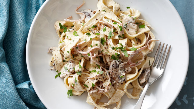 Mushroom and mortadella fettuccine for $9.40 - 9Kitchen