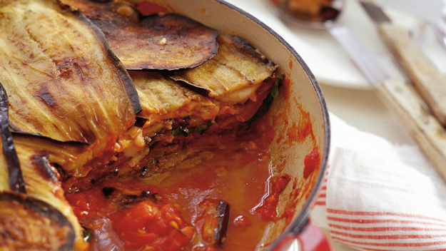 Neil Perry's eggplant parmigiana with tomato sauce and basil oil - 9Kitchen