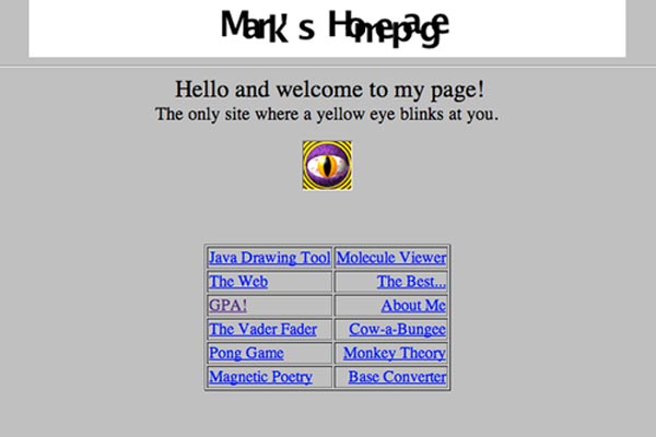 A web page believed to be Facebook founder Mark Zuckerberg's first attempt.