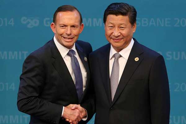 Prime Minister Abbott with President Xi in Brisbane