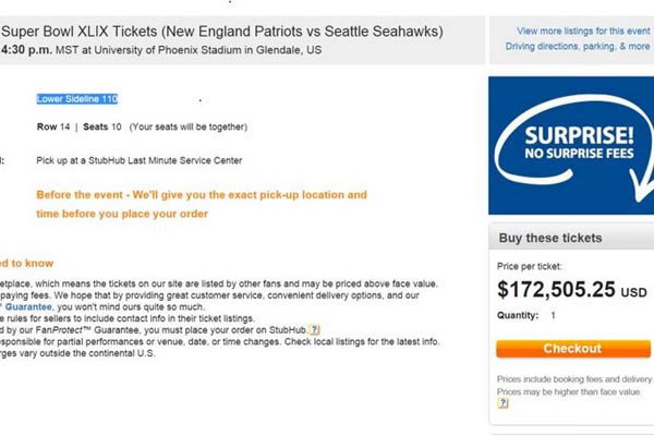 The ticket that was selling on online marketplace StubHub!