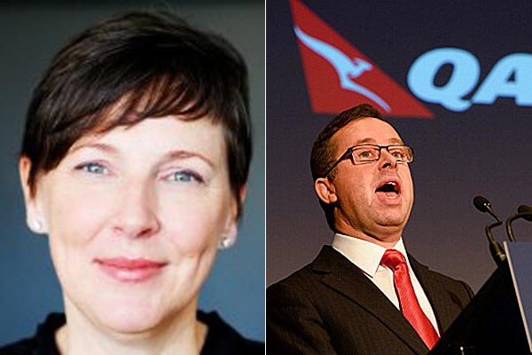Qantas battle: Speech writer Lucinda Holdforth and the airline's boss Alan Joyce.