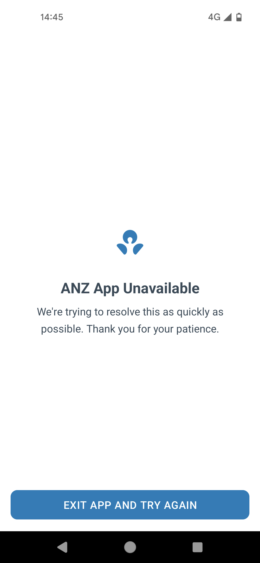 ANZ is currently experiencing an outage. 