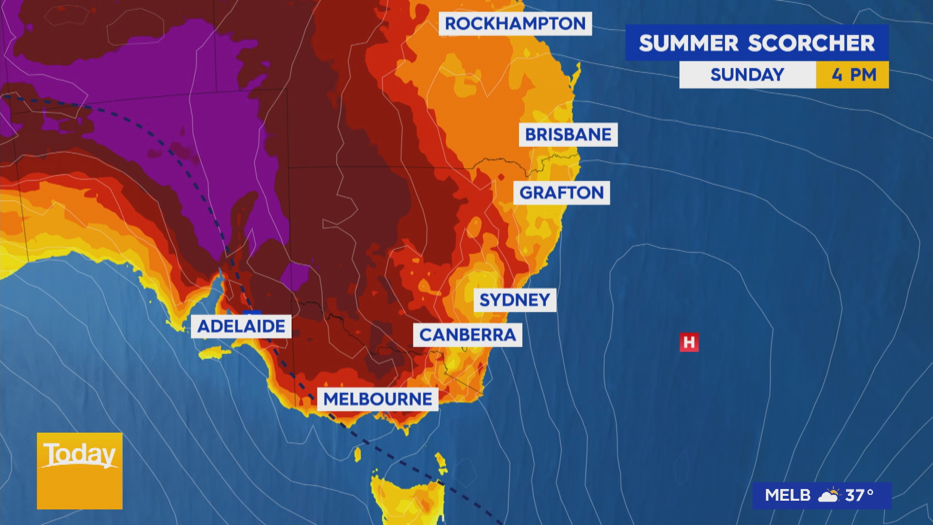 P﻿arts of Australia's east coast will swelter over the weekend as a heatwave sweeps across the southern states. 