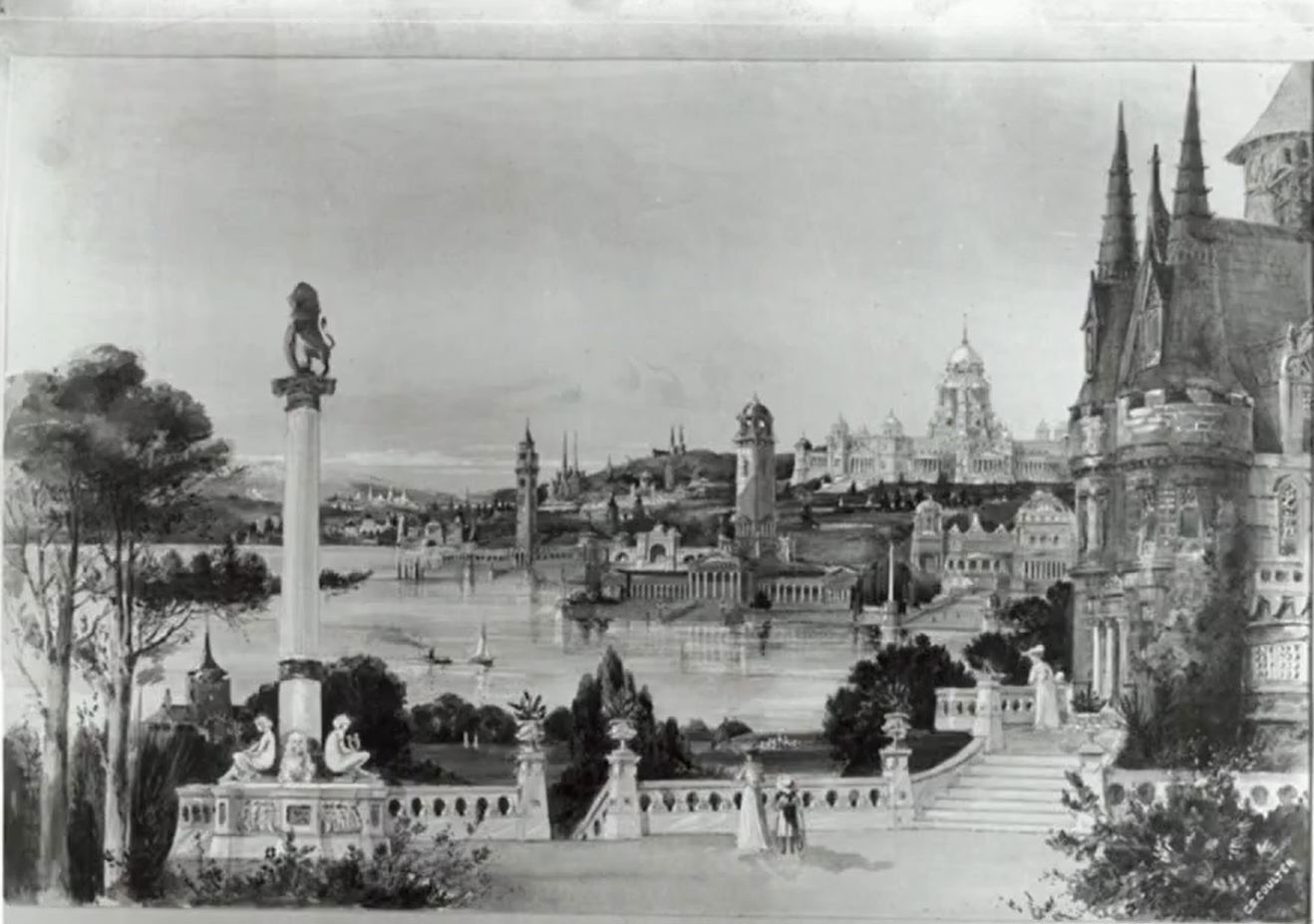 An artist's impression of Lake George as Australia's capital city.