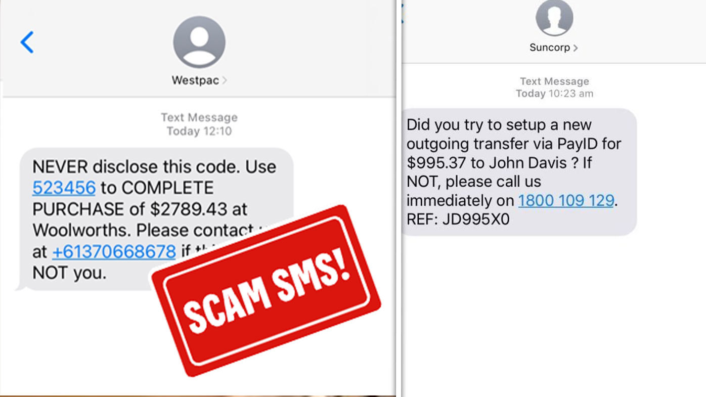 Bank impersonation scam texts