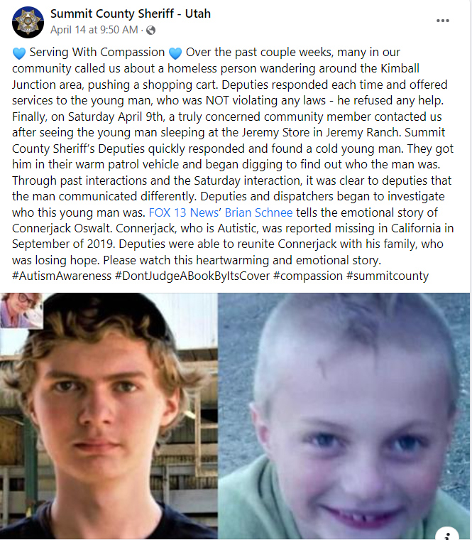 US boy found three years after going missing