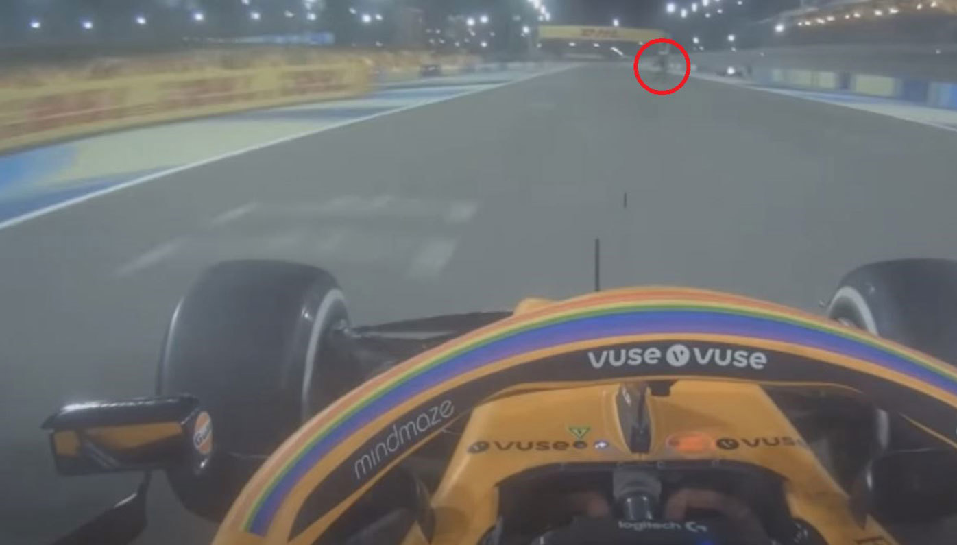 Lando Norris was confronted with a marshal on the track during the Bahrain Grand Prix.