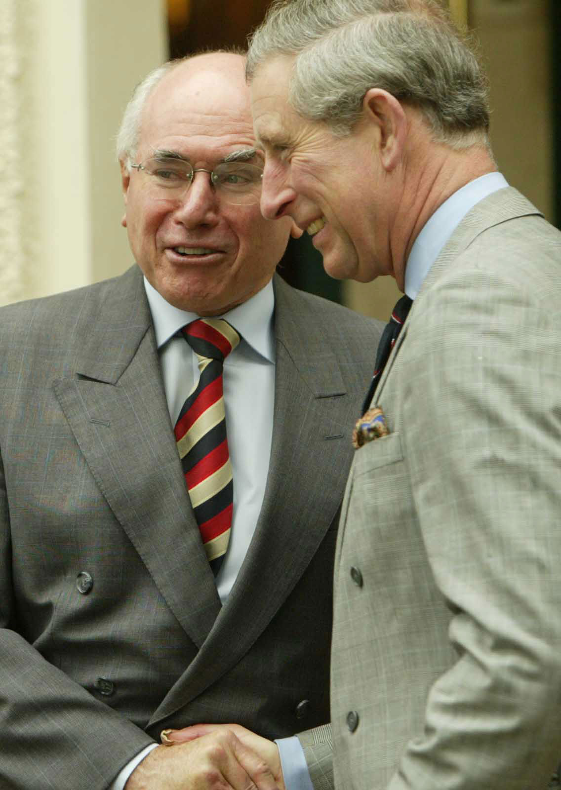 Prince Charles meeting Prime Minister John Howard at his Canberra residence in 2005.