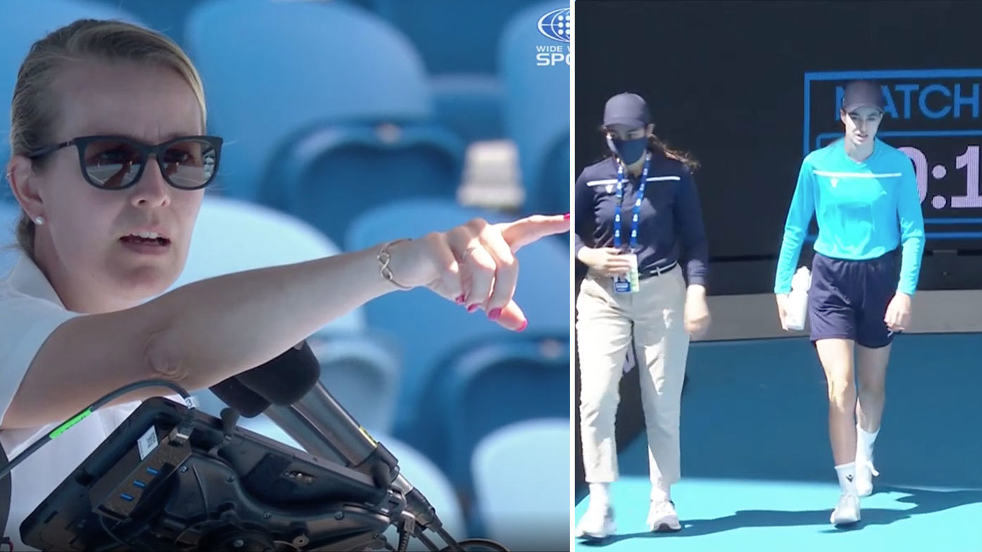 Ball girl leaves the court