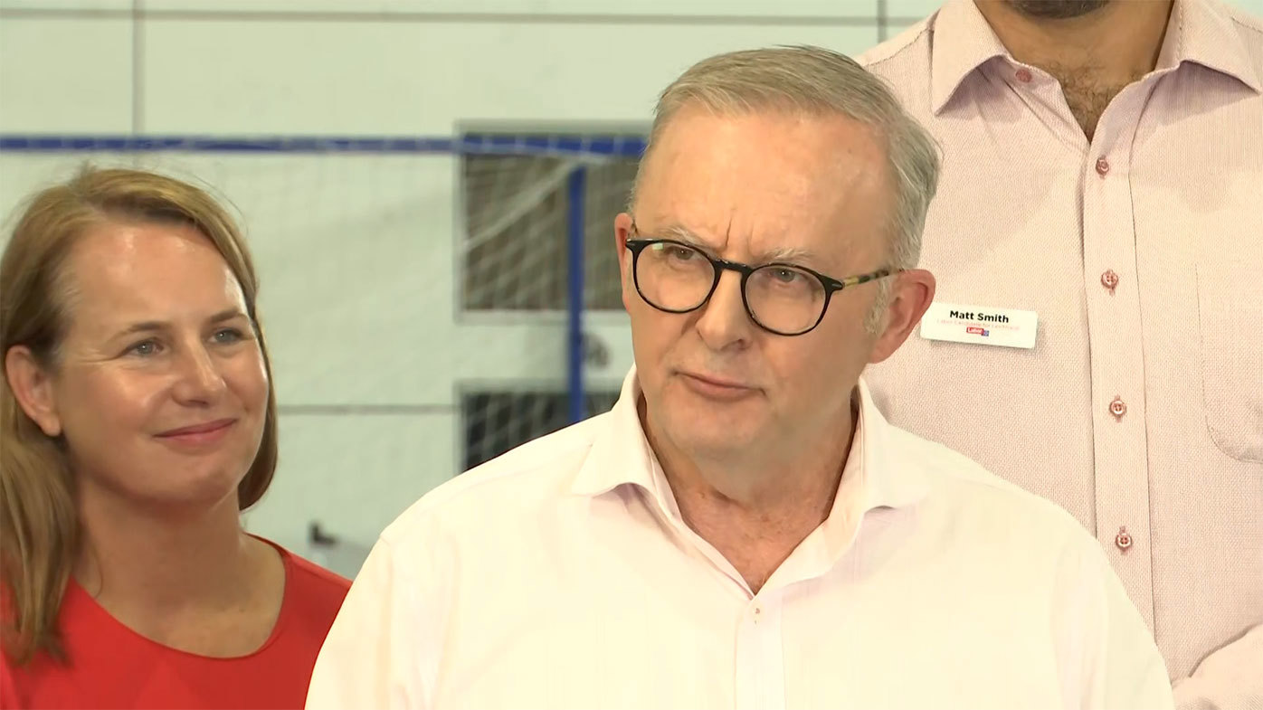 Anthony Albanese was in Cairns to promote Labor candidate and former professional basketballer Matt Smith (right).