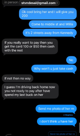 The scammer tried to ask for money for the cat.