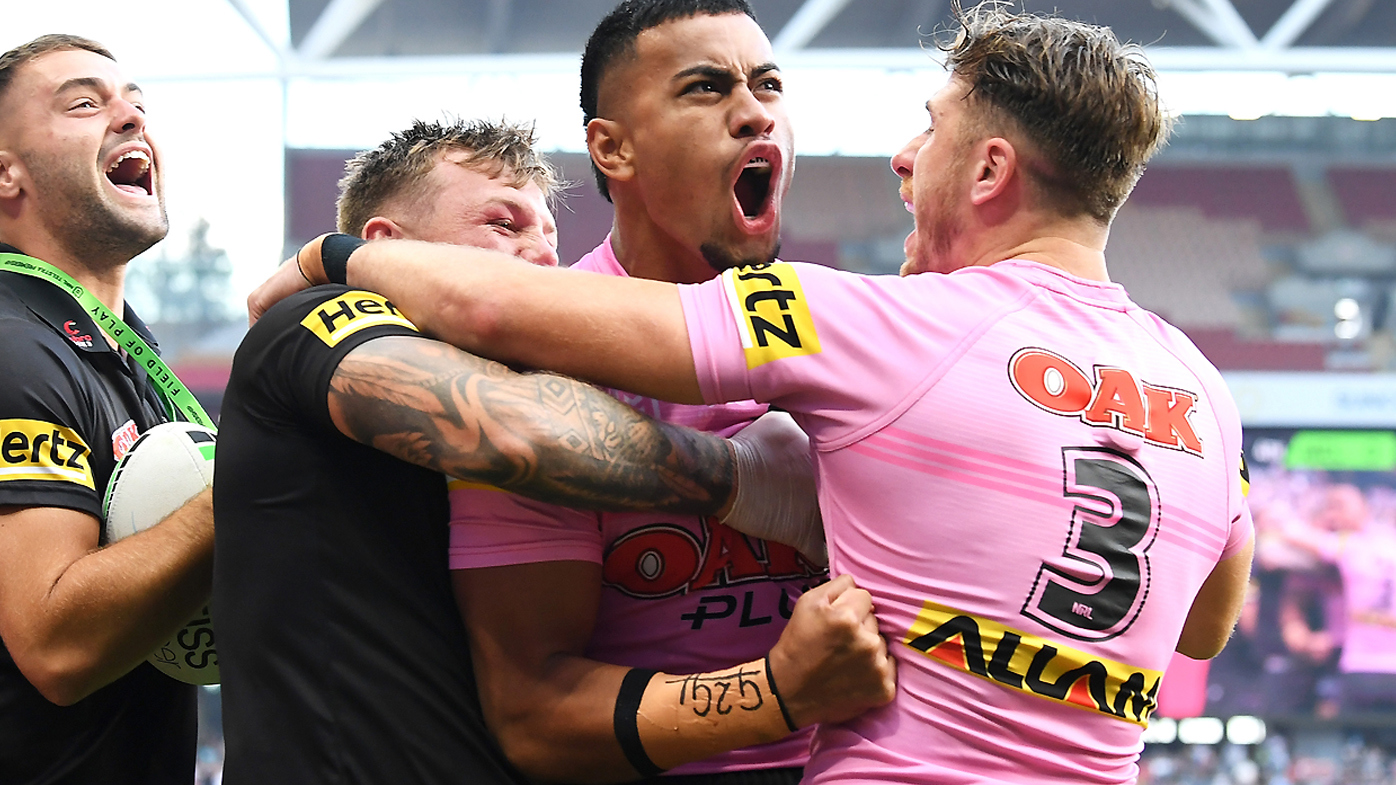 Stephen Crichton of the Panthers celebrates with his team