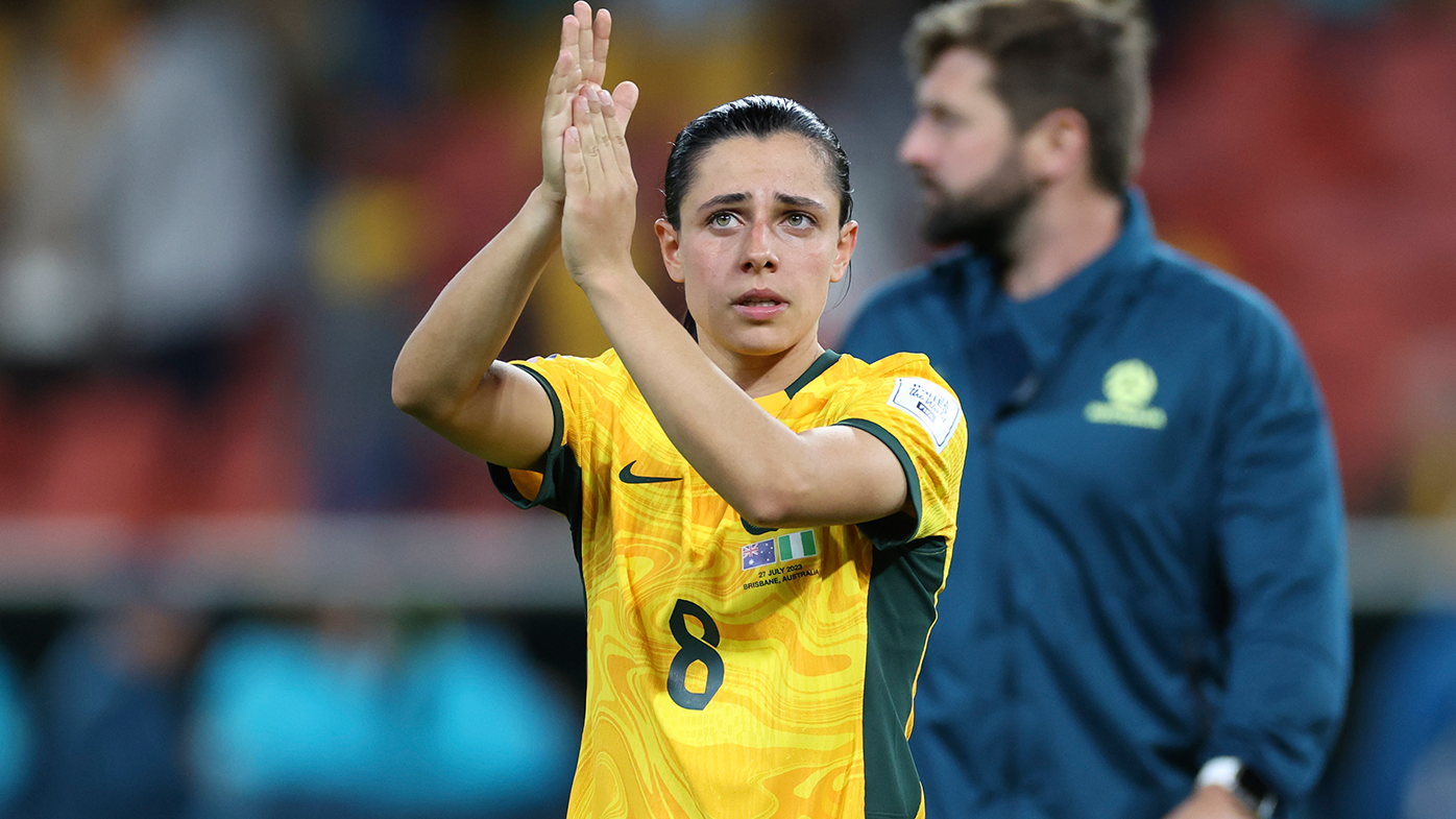 Australia's Alex Chidiac looks up into the stands following the Matildas' loss to Nigeria.
