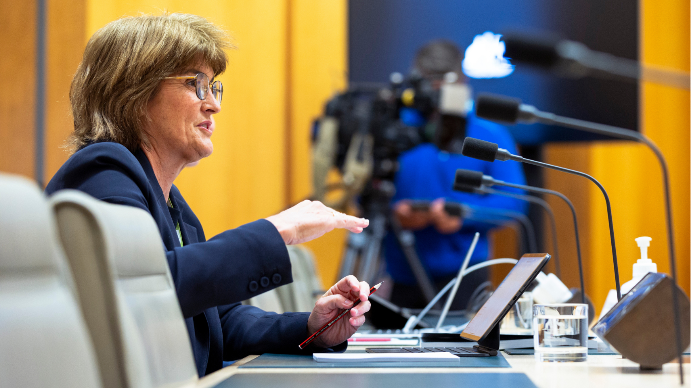 Michele Bullock at a Senate estimates hearing, October 10, 2025.