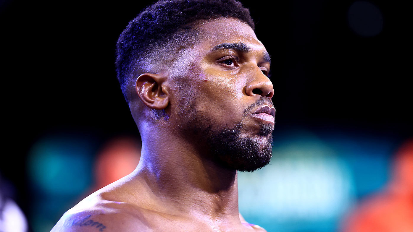 Anthony Joshua reacts after his loss to Oleksandr Usyk in Jeddah, Saudi Arabia