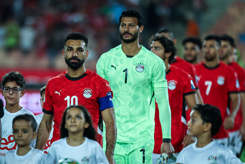 Mohamed Salah of Egypt stands before the FIFA World Cup African qualifiers match between Egypt and Ethiopia.