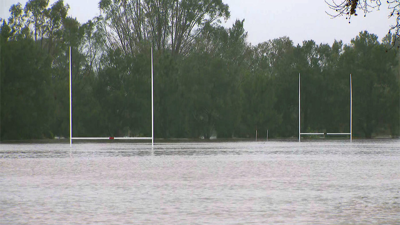 Floodwaters in Singleton, NSW Hunter region.