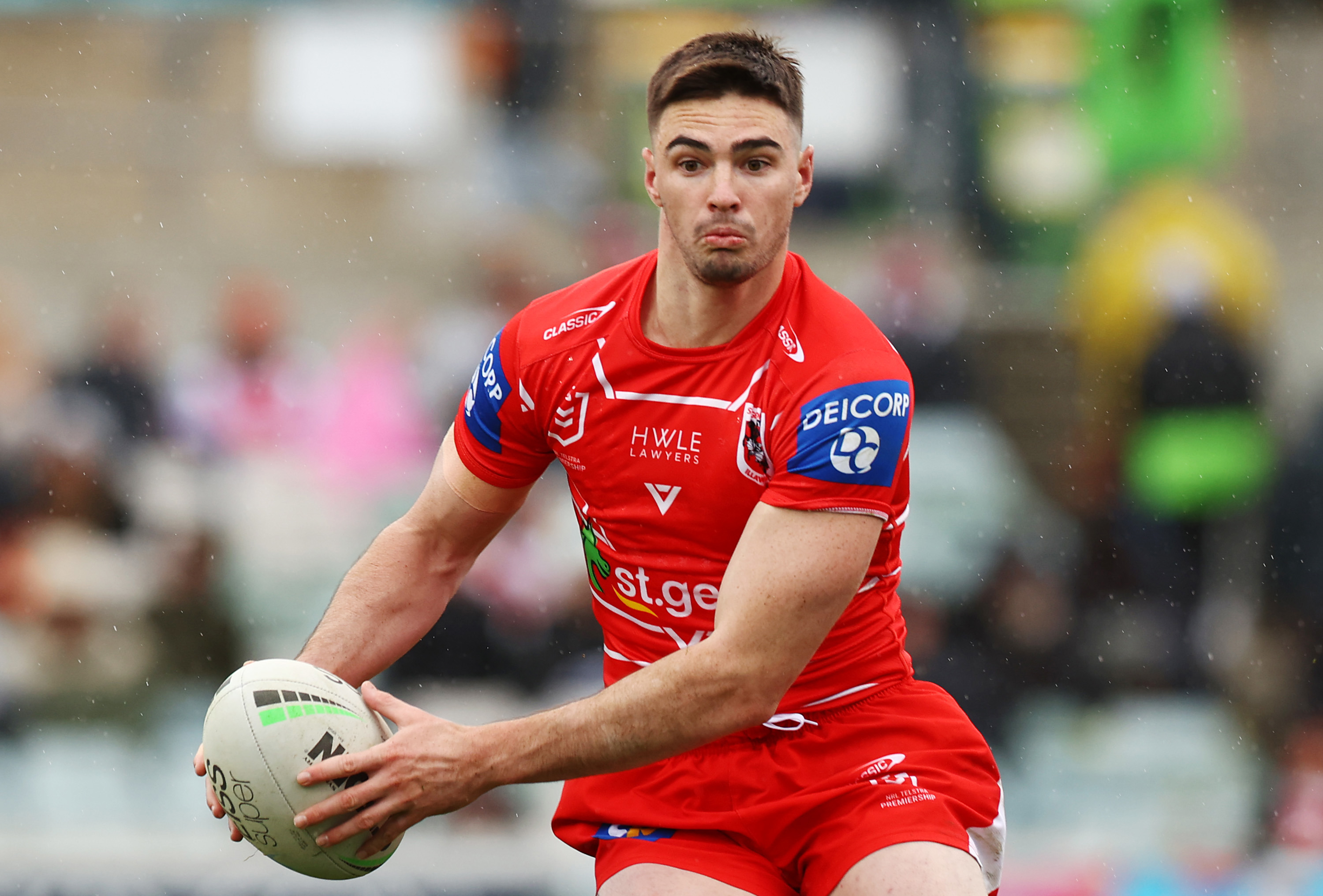 Cody Ramsey of the Dragons in action during the round 22 NRL match between the Canberra Raiders and the St George Illawarra Dragons at GIO Stadium, on August 14, 2022, in Canberra, Australia. (Photo by Mark Nolan/Getty Images)