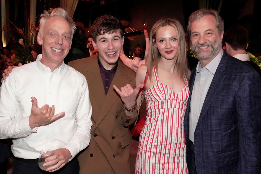 Mike White, Sam Nivola, Iris Apatow, and Judd Apatow 