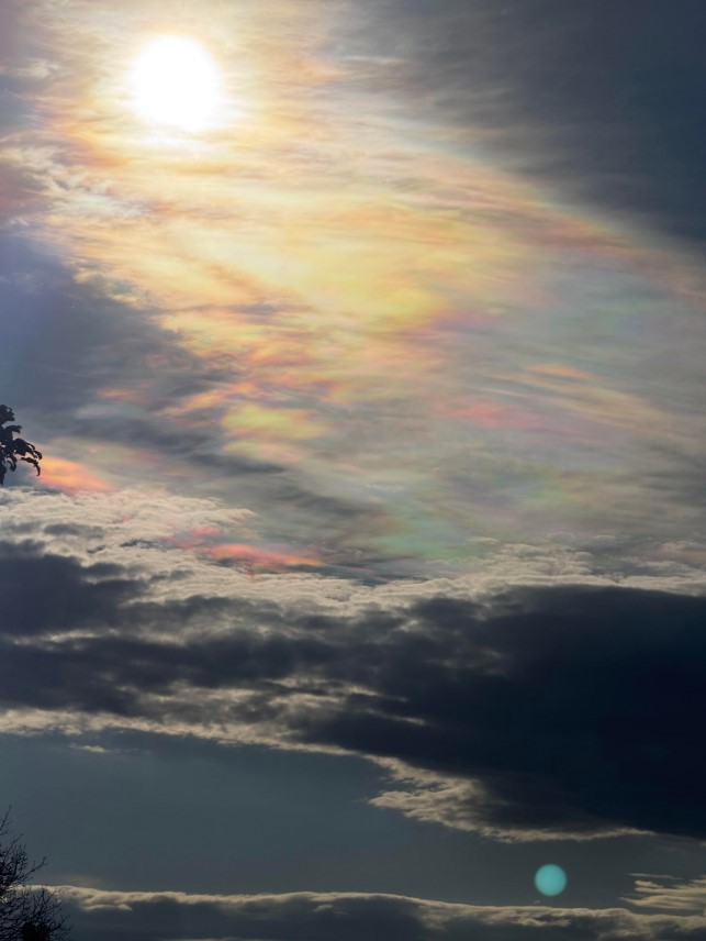 A﻿ Sydney photographer has captured a rarely observed rainbow cloud phenomenon called "irridescent clouds."﻿Maria Milford was driving to the Gold Coast when she spotted the iridescent clouds over the sky in Woolgoolga, NSW.