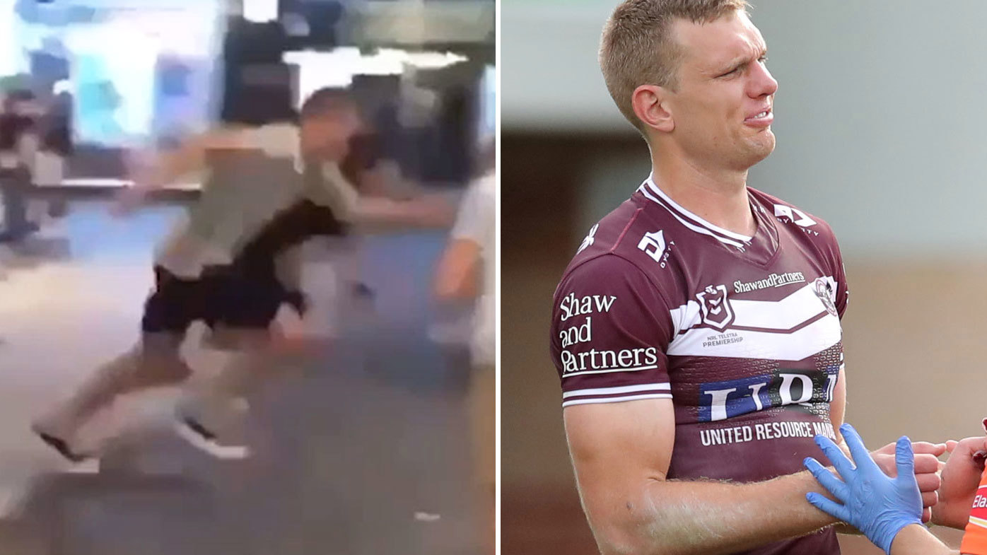 Trbojevic is filmed racing a punter in Manly on Saturday night. (Getty)