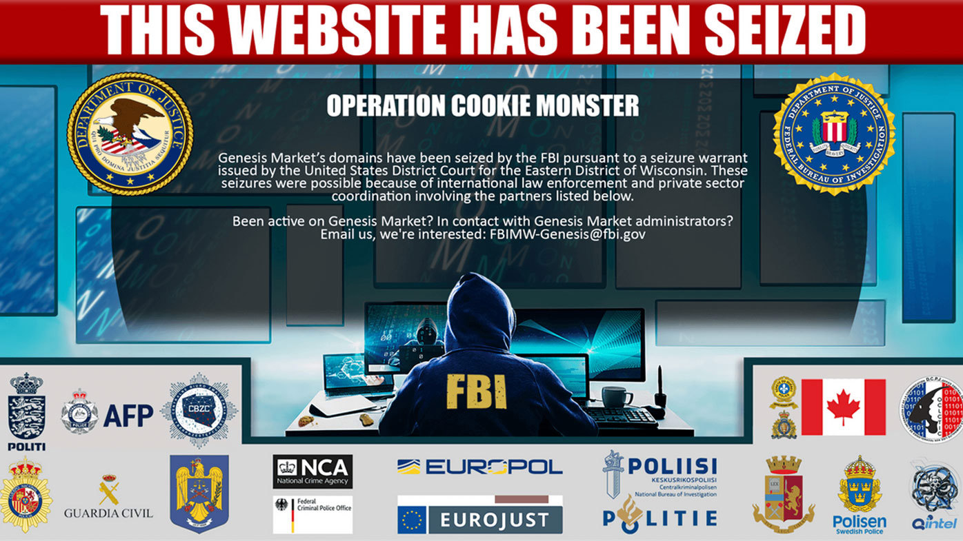 An FBI banner plastered across Genesis Market's site 