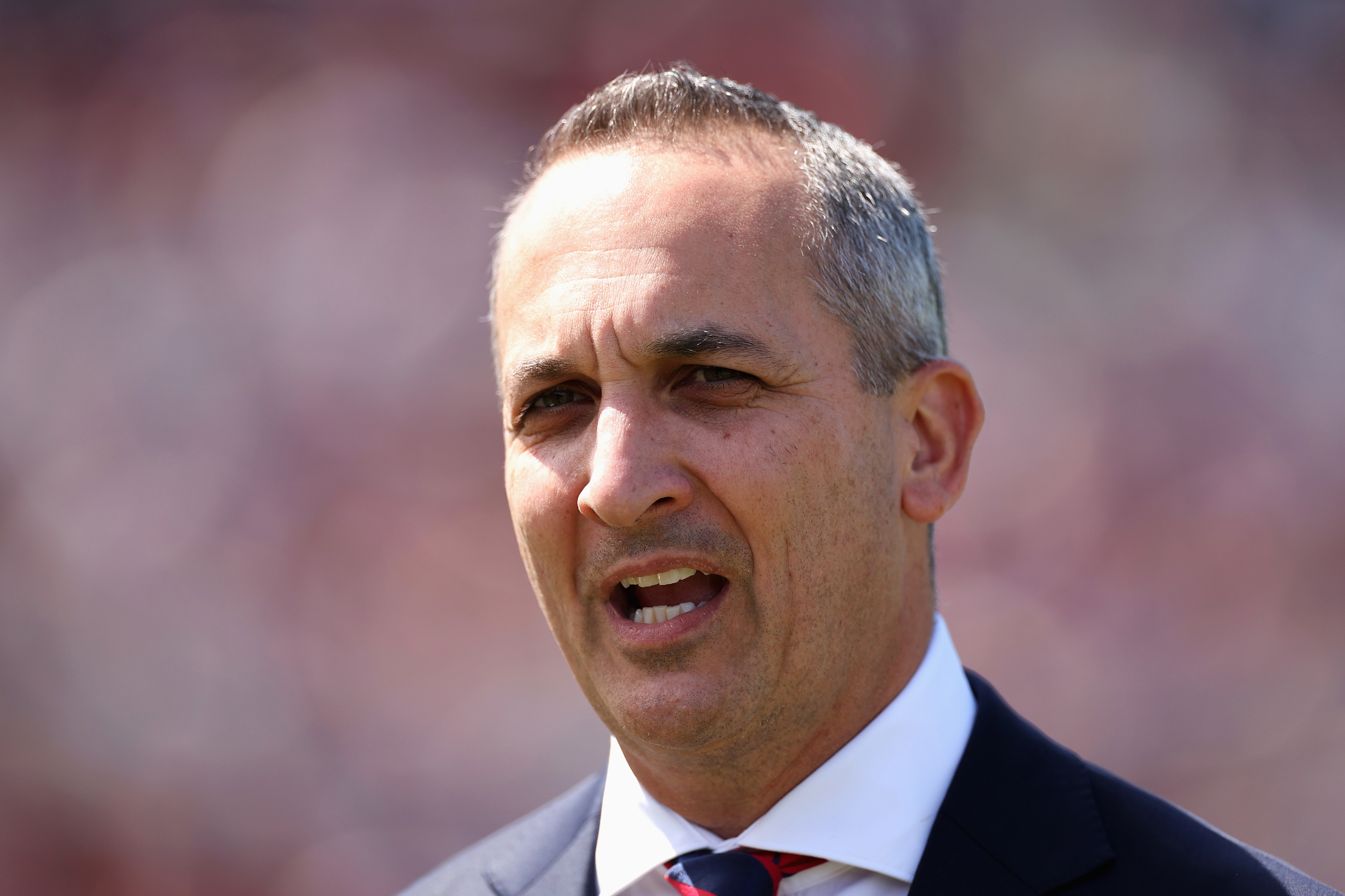 SYDNEY, AUSTRALIA - MARCH 04: NRL CEO Andrew Abdo talks during the round one NRL match between the Manly Sea Eagles and the Canterbury Bulldogs at 4 Pines Park on March 04, 2023 in Sydney, Australia. (Photo by Cameron Spencer/Getty Images)