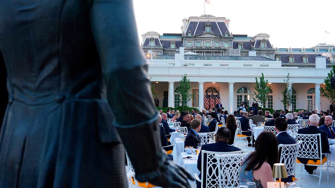 Donald Trump used profane language to describe the White House at a Rose Garden dinner.