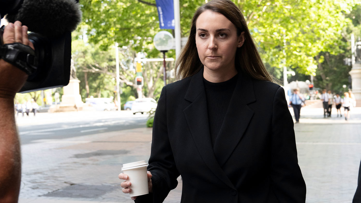 Lauren Gain exits the Federal Court after giving evidence in the Bruce Lehrmann defamation case in Sydney. 6 December 2023.