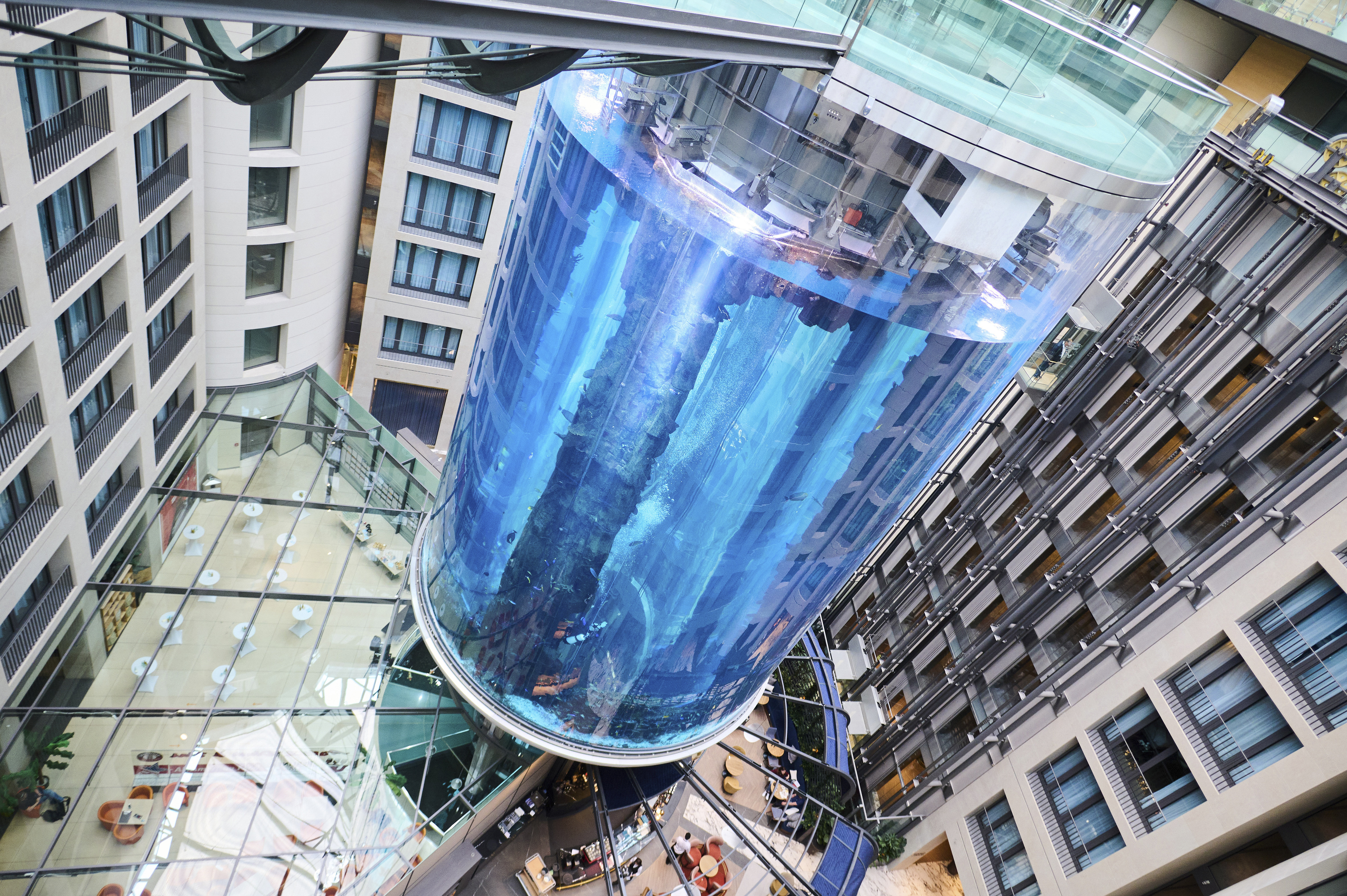 The AquaDom aquarium at the Sea Life tourist attraction photographed in Berlin, Wednesday, June 1, 2022. 