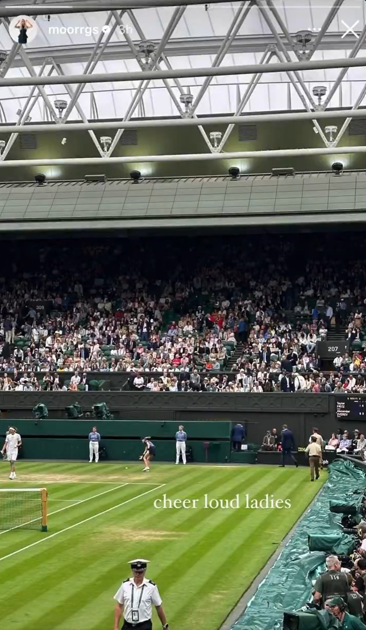 Alexander Zverev v Taylor Fritz. Morgan Riddle's Instagram post following the clash. 