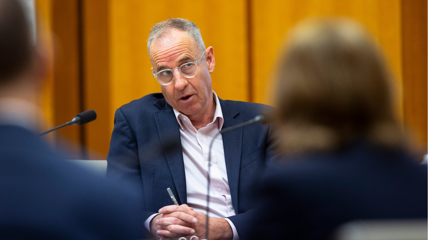 Nick McKim at a Senate estimates hearing, October 10, 2025.