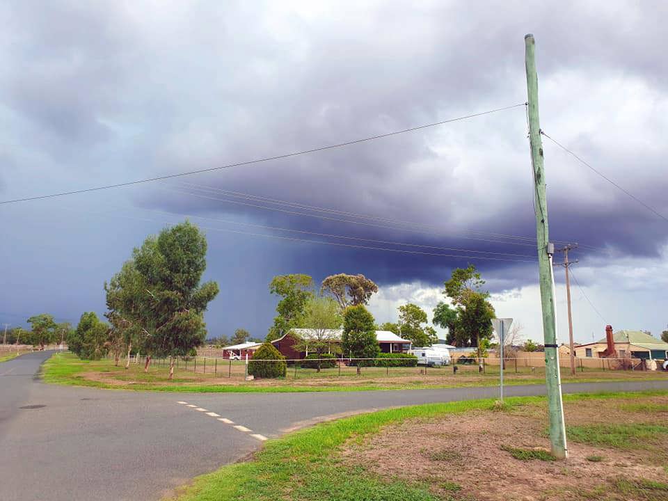 The view looking towards the Kings' property yesterday. Ms King said the cloud burst only over the house. 