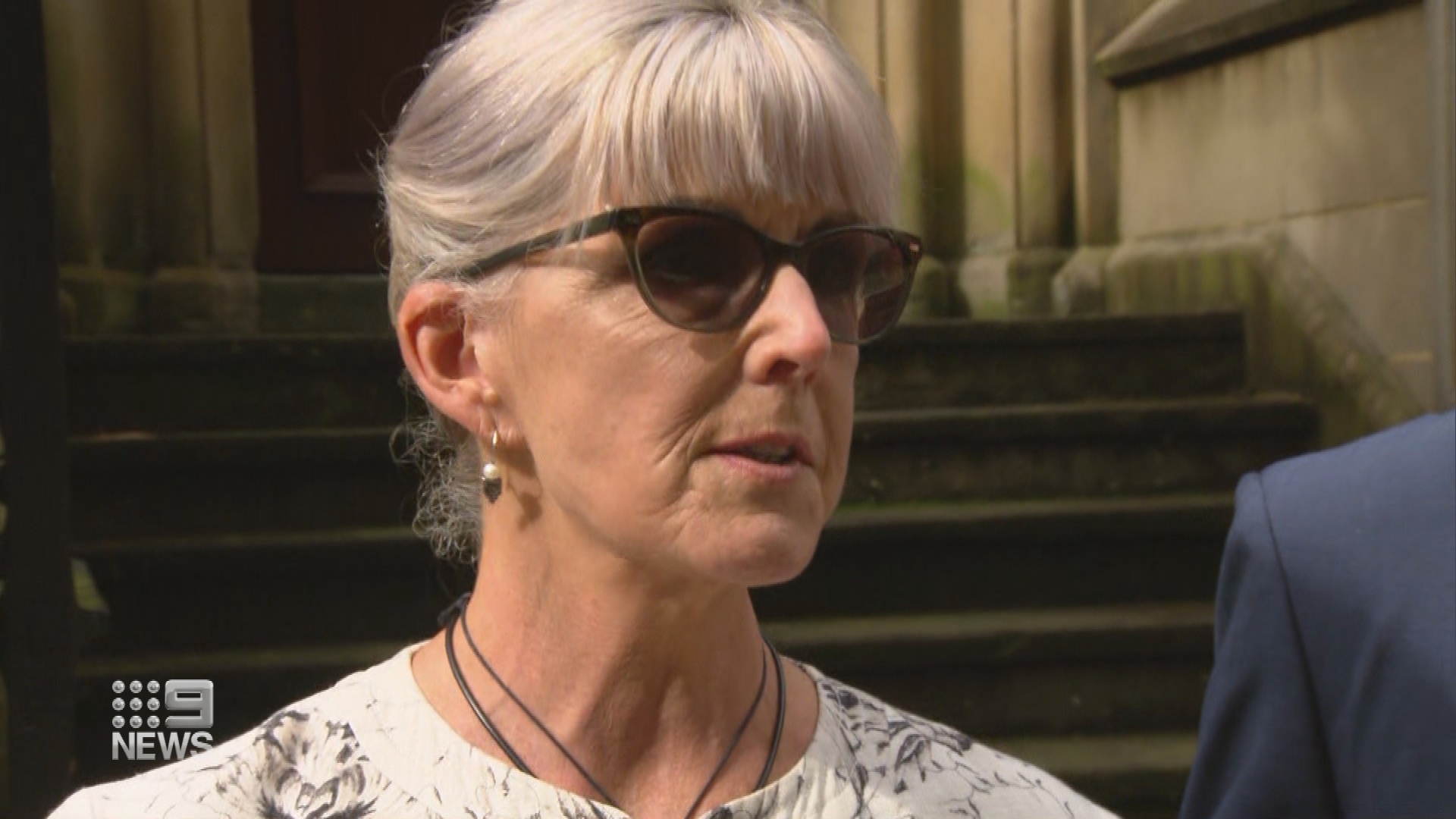 Marjorie Welsh's daughter Angela MacLeod speaks outside court.